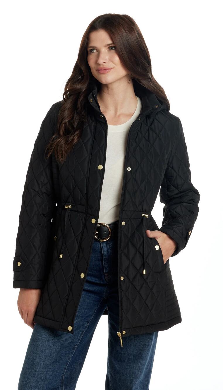 Riley & James Women's Small Black Faux Fur Lined Quilted Park Coat Winter HR9-24